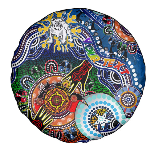 Personalised Bulldogs NAIDOC Week 2024 Spare Tire Cover Australia Aboriginal Dot Painting