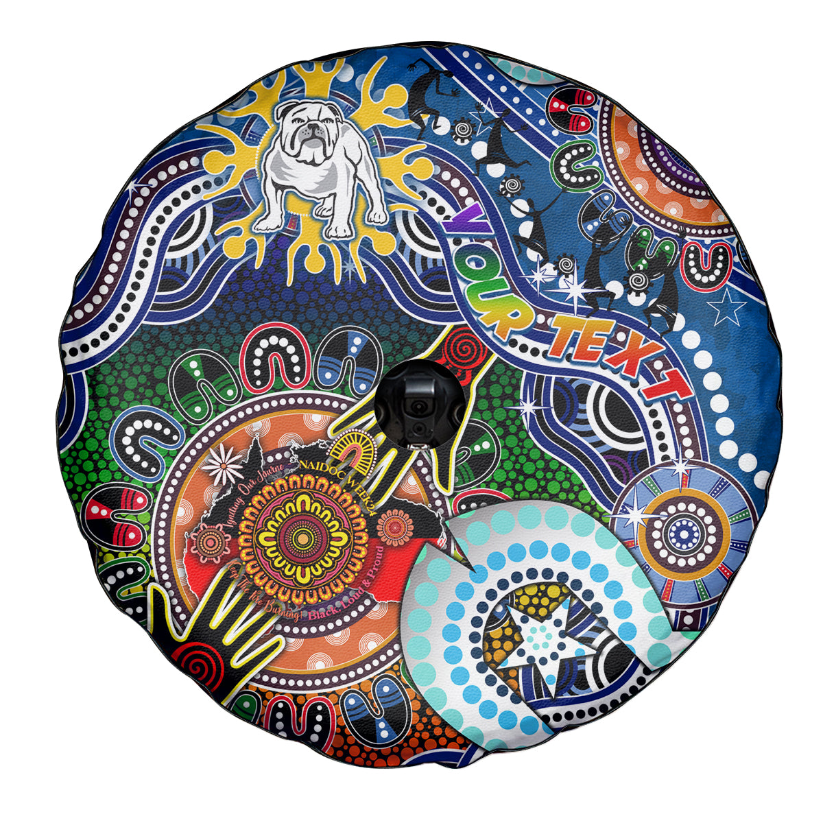 Personalised Bulldogs NAIDOC Week 2024 Spare Tire Cover Australia Aboriginal Dot Painting
