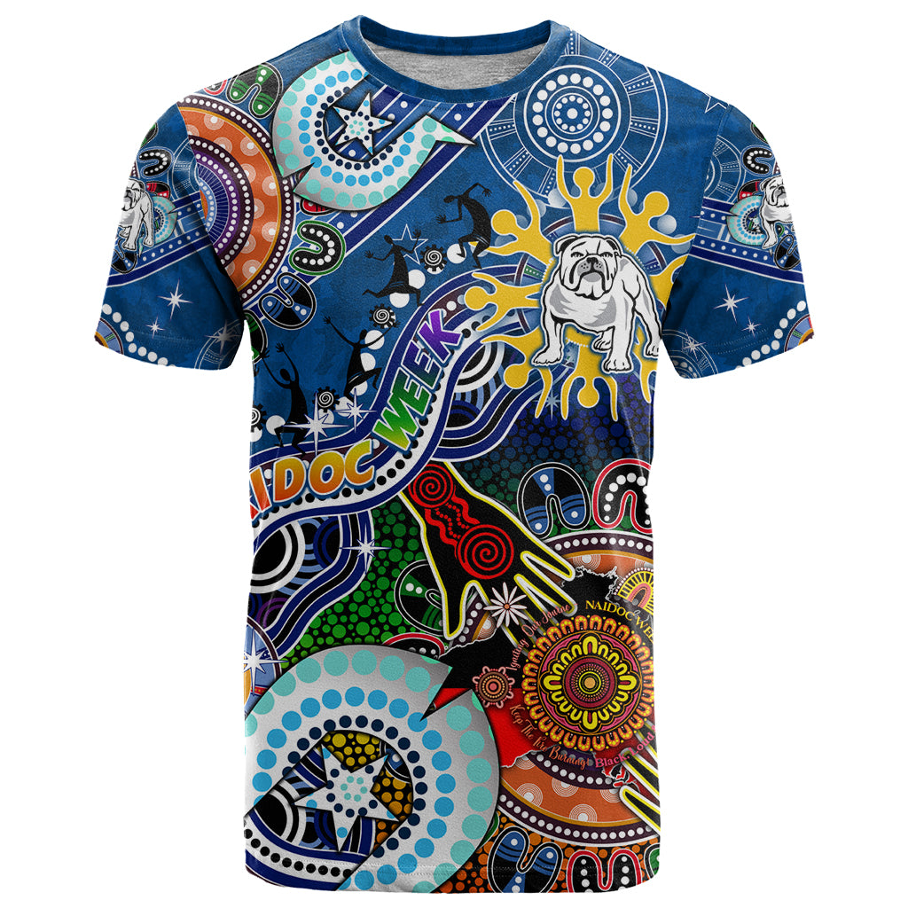 Personalised Bulldogs NAIDOC Week 2024 T Shirt Australia Aboriginal Dot Painting