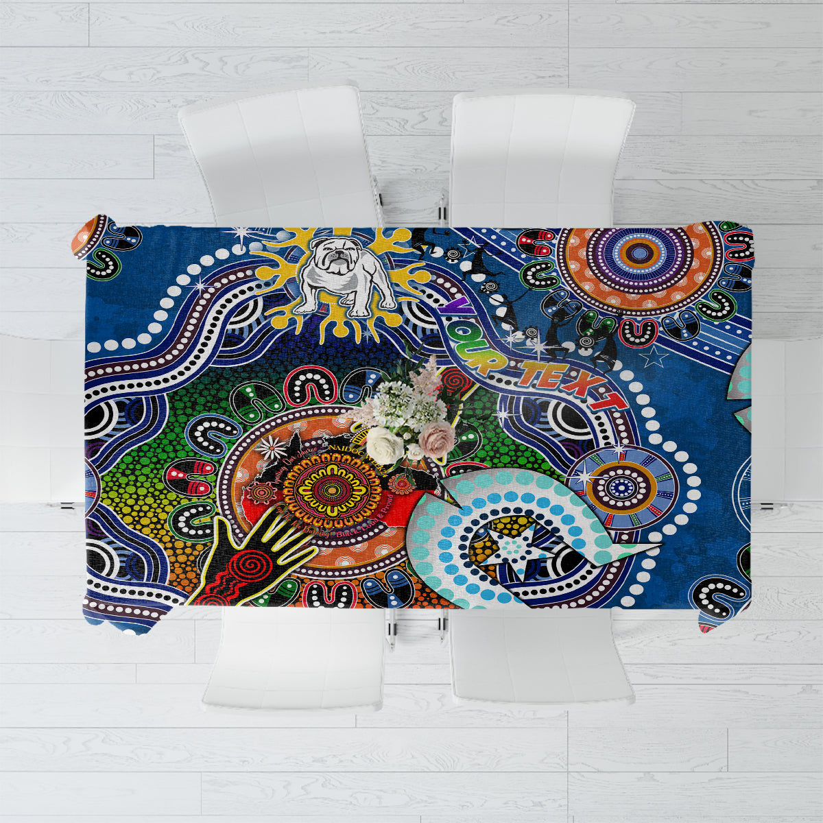 Personalised Bulldogs NAIDOC Week 2024 Tablecloth Australia Aboriginal Dot Painting