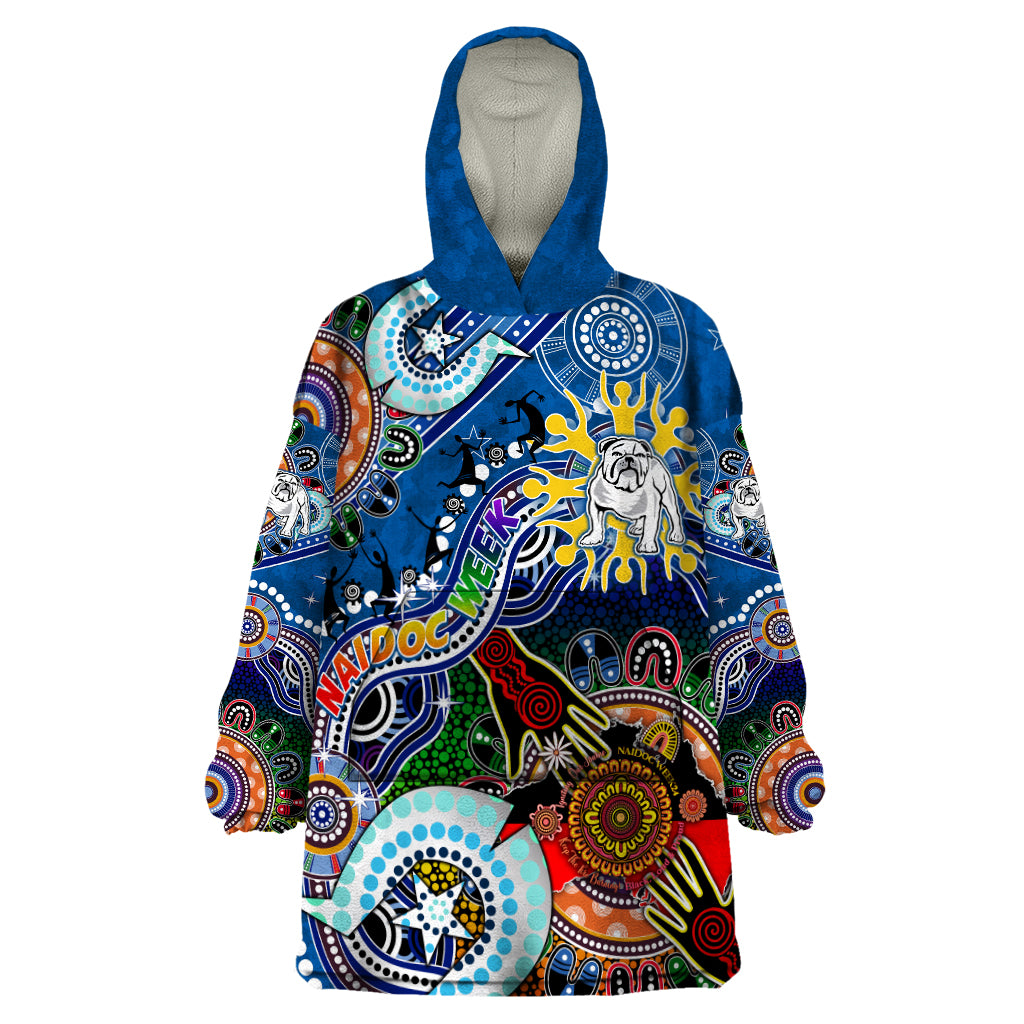 Personalised Bulldogs NAIDOC Week 2024 Wearable Blanket Hoodie Australia Aboriginal Dot Painting