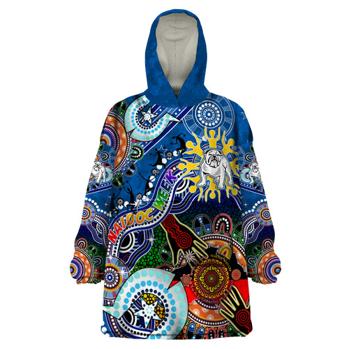 Personalised Bulldogs NAIDOC Week 2024 Wearable Blanket Hoodie Australia Aboriginal Dot Painting