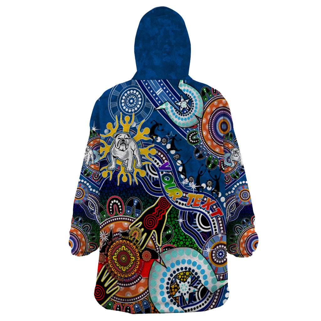 Personalised Bulldogs NAIDOC Week 2024 Wearable Blanket Hoodie Australia Aboriginal Dot Painting