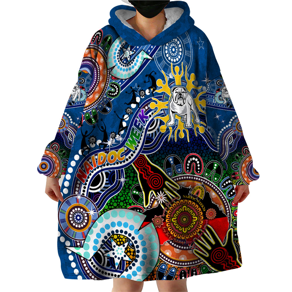 Personalised Bulldogs NAIDOC Week 2024 Wearable Blanket Hoodie Australia Aboriginal Dot Painting