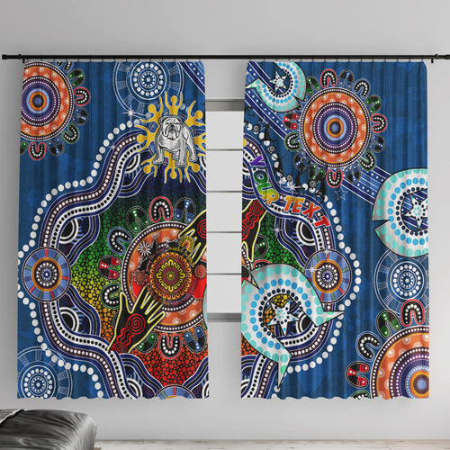 Personalised Bulldogs NAIDOC Week 2024 Window Curtain Australia Aboriginal Dot Painting