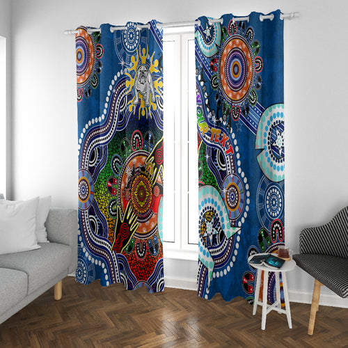 Personalised Bulldogs NAIDOC Week 2024 Window Curtain Australia Aboriginal Dot Painting