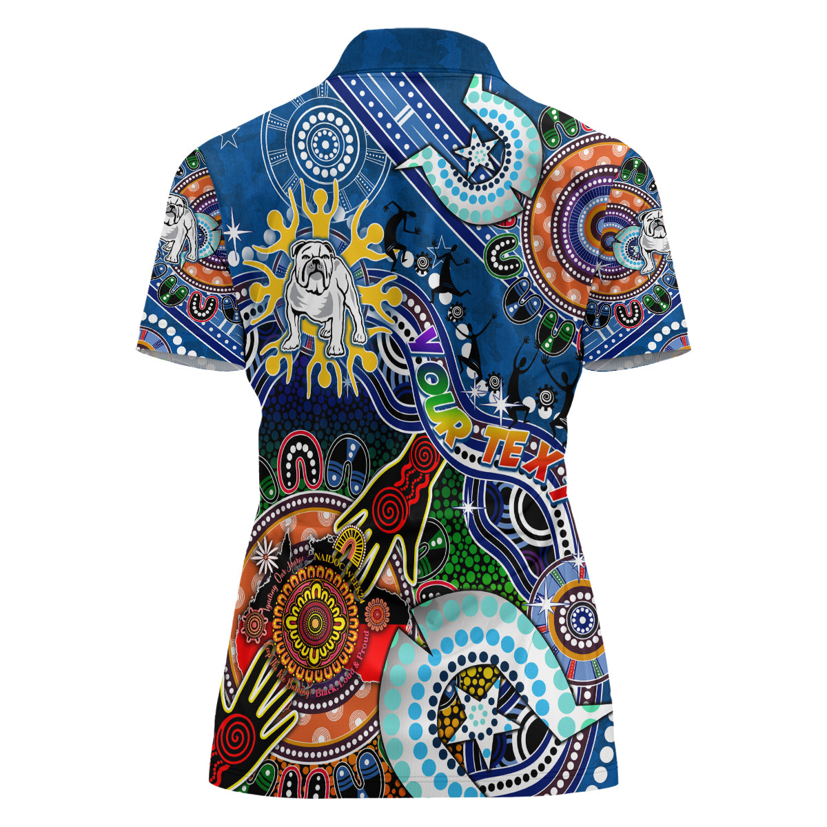 Personalised Bulldogs NAIDOC Week 2024 Women Polo Shirt Australia Aboriginal Dot Painting