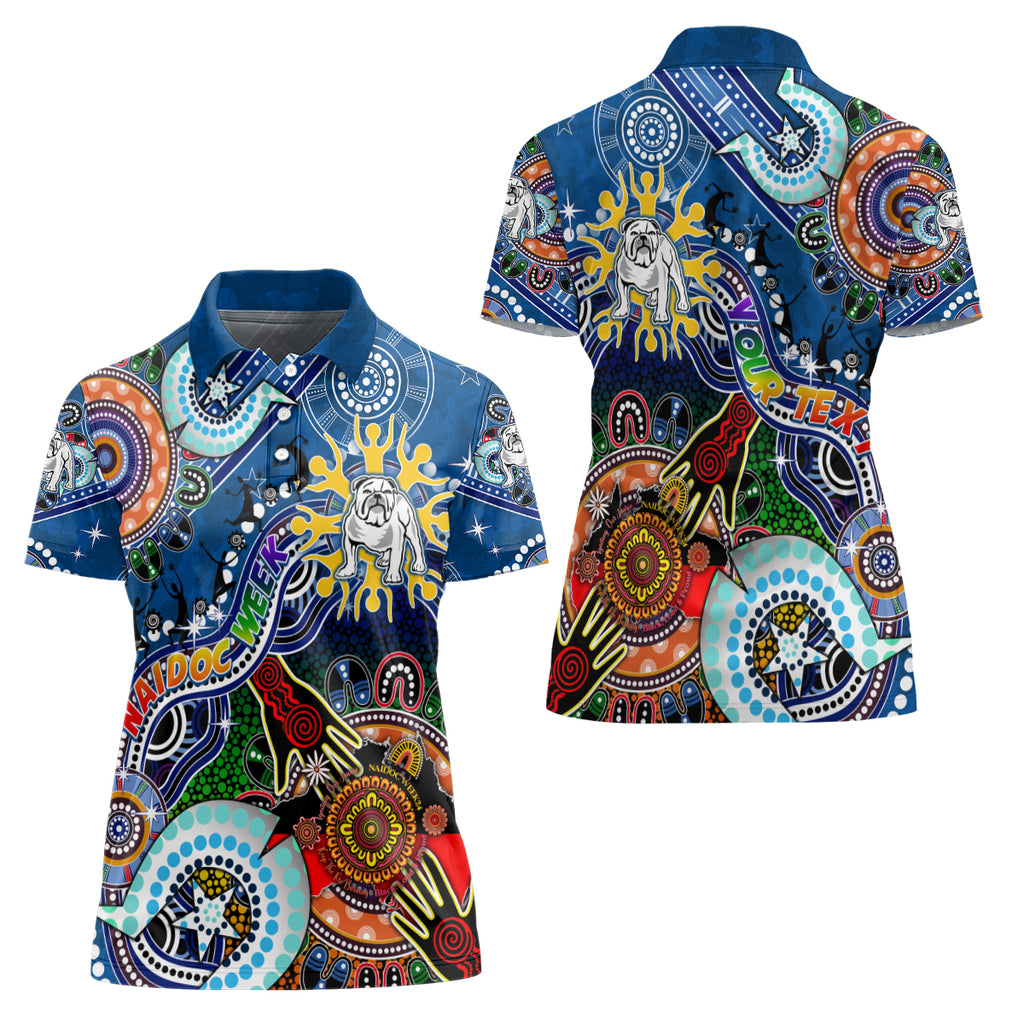 Personalised Bulldogs NAIDOC Week 2024 Women Polo Shirt Australia Aboriginal Dot Painting