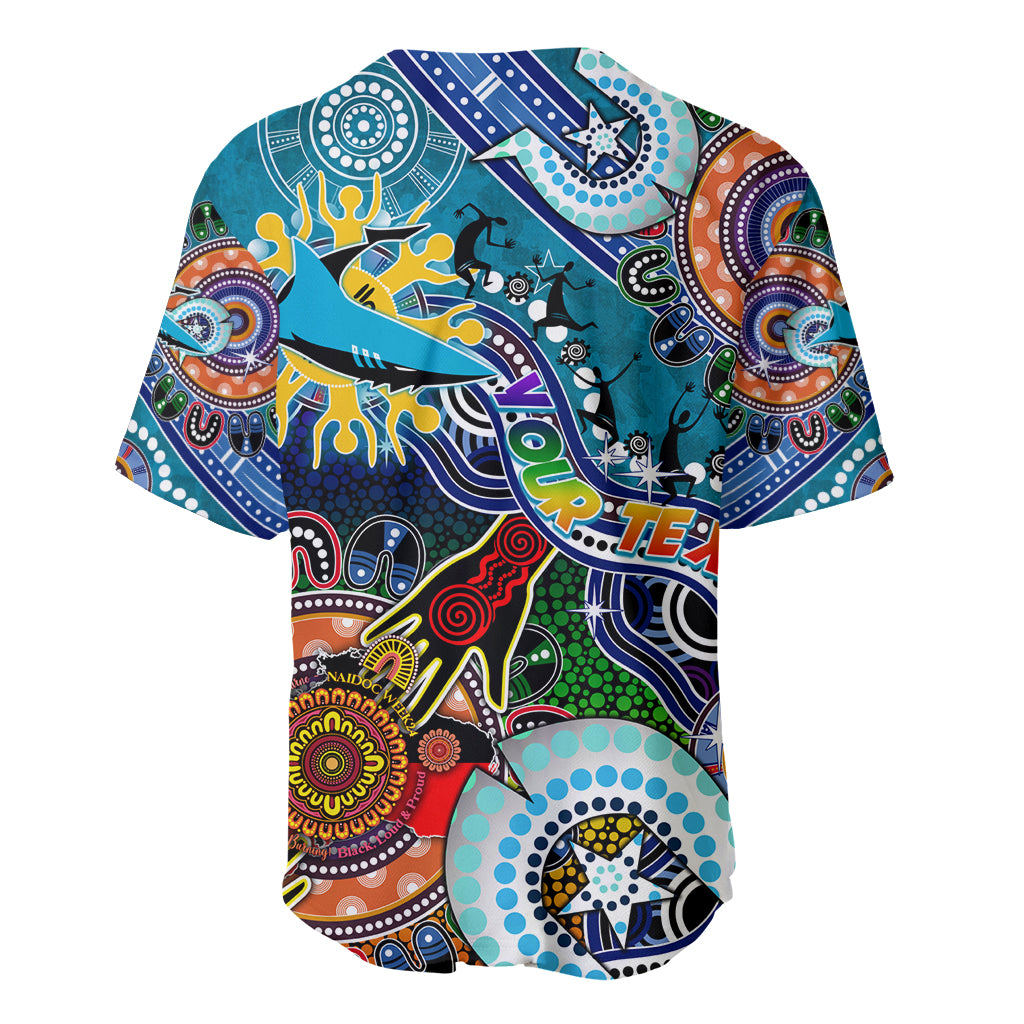 Personalised Sharks NAIDOC Week 2024 Baseball Jersey Australia Aboriginal Dot Painting