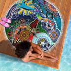 Personalised Sharks NAIDOC Week 2024 Beach Blanket Australia Aboriginal Dot Painting