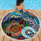 Personalised Sharks NAIDOC Week 2024 Beach Blanket Australia Aboriginal Dot Painting
