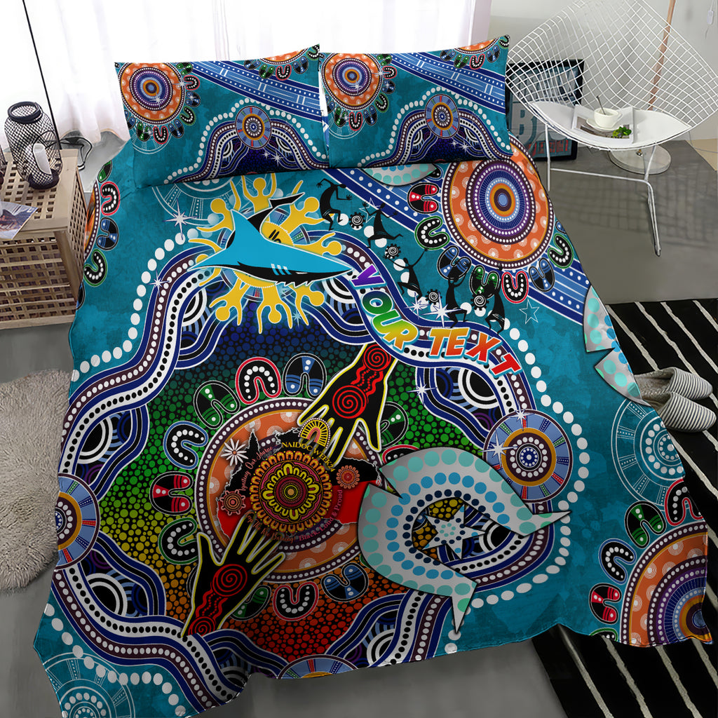 Personalised Sharks NAIDOC Week 2024 Bedding Set Australia Aboriginal Dot Painting