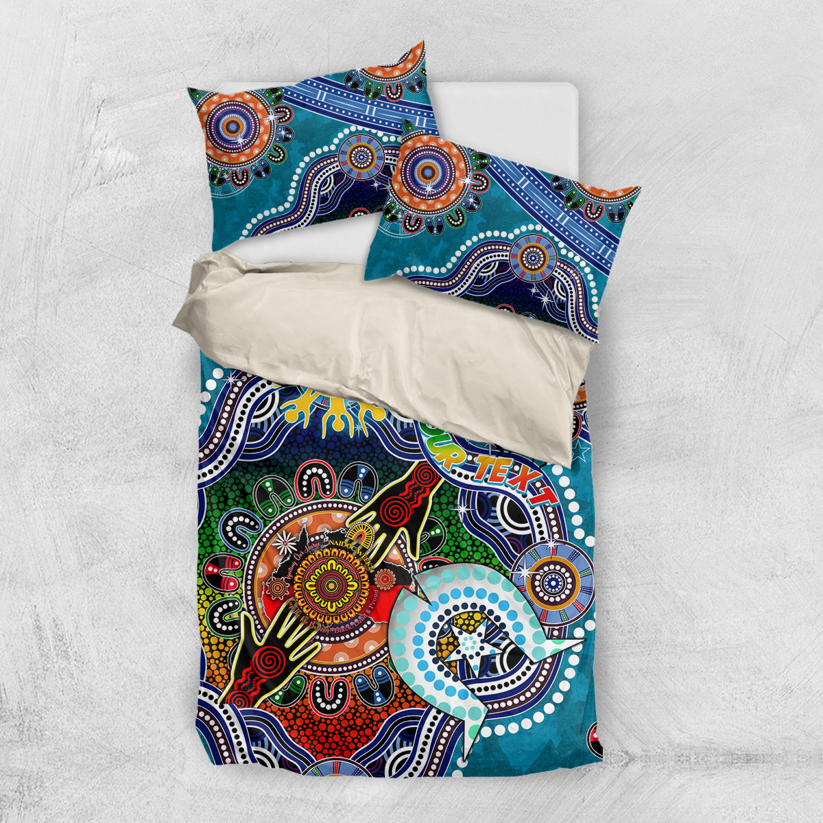 Personalised Sharks NAIDOC Week 2024 Bedding Set Australia Aboriginal Dot Painting
