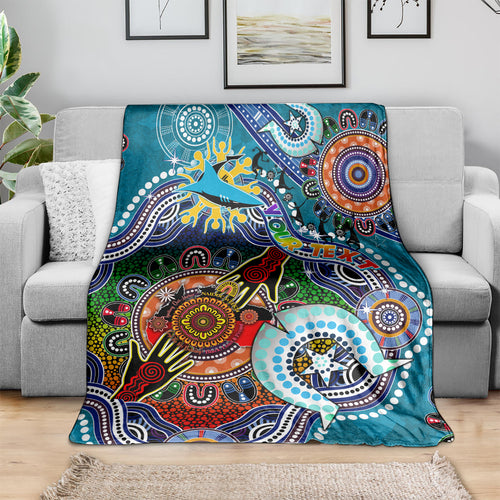 Personalised Sharks NAIDOC Week 2024 Blanket Australia Aboriginal Dot Painting