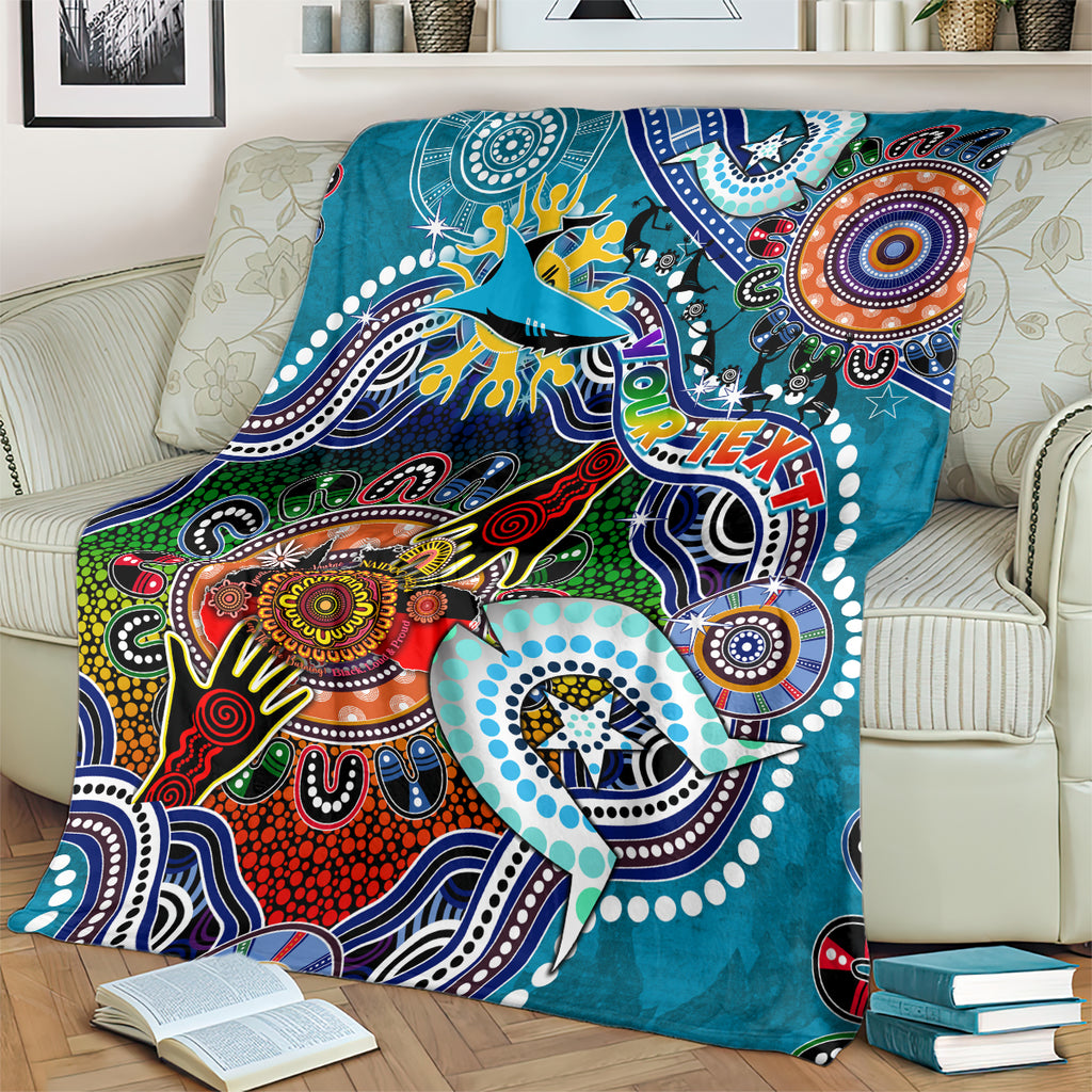 Personalised Sharks NAIDOC Week 2024 Blanket Australia Aboriginal Dot Painting