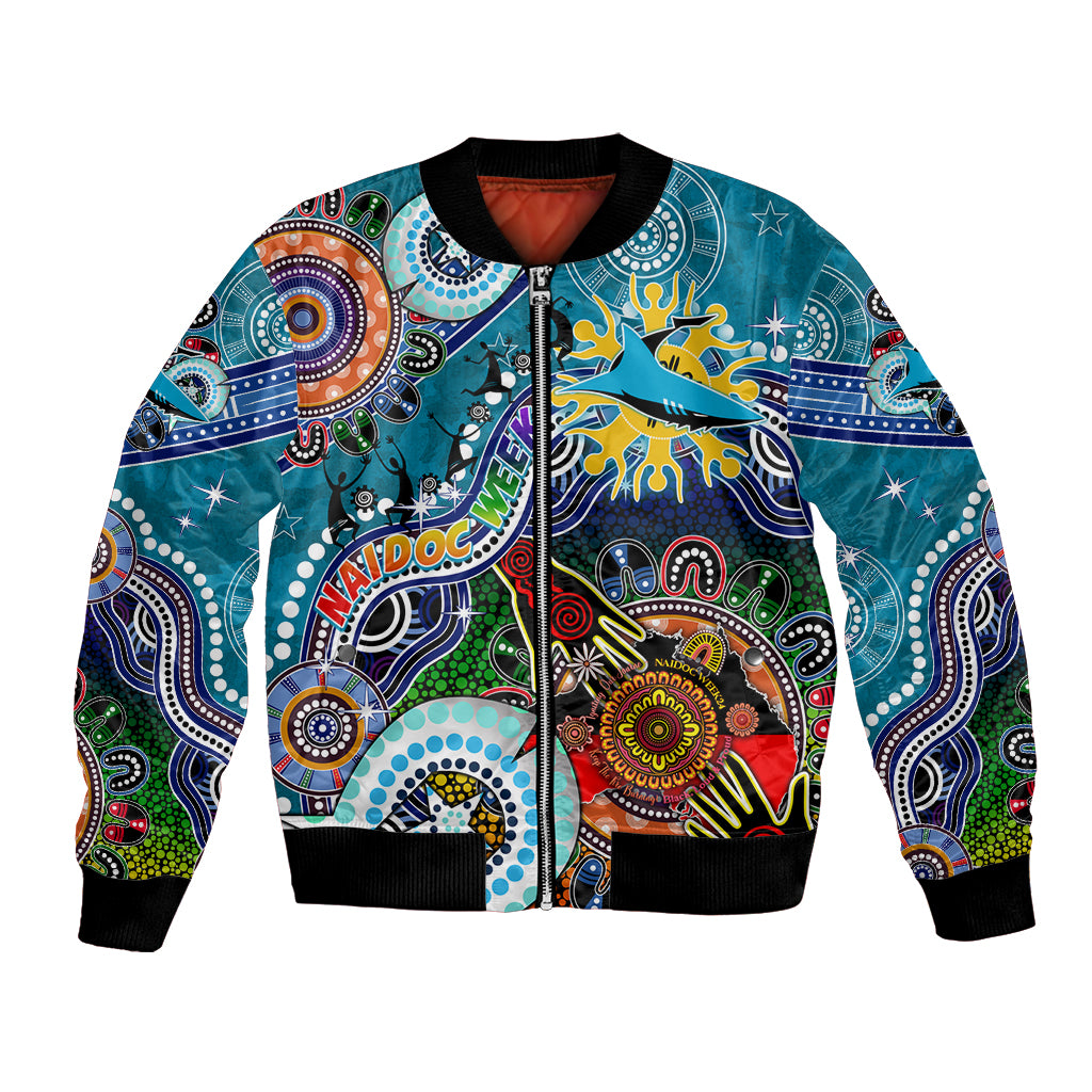 Personalised Sharks NAIDOC Week 2024 Bomber Jacket Australia Aboriginal Dot Painting