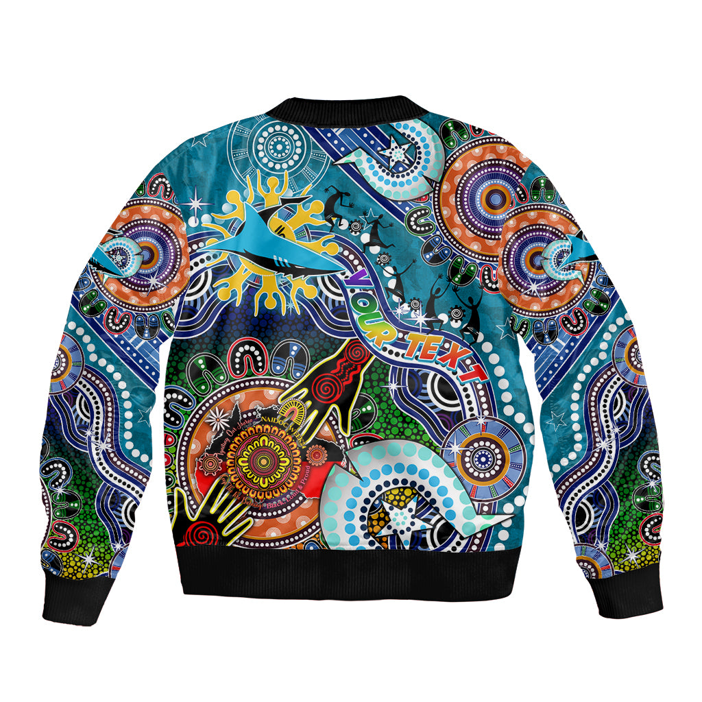 Personalised Sharks NAIDOC Week 2024 Bomber Jacket Australia Aboriginal Dot Painting