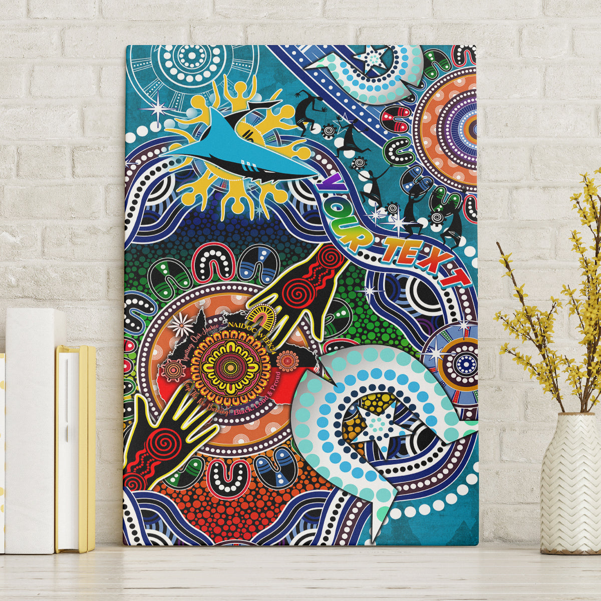 Personalised Sharks NAIDOC Week 2024 Canvas Wall Art Australia Aboriginal Dot Painting