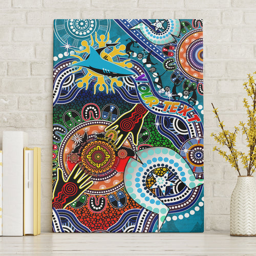 Personalised Sharks NAIDOC Week 2024 Canvas Wall Art Australia Aboriginal Dot Painting