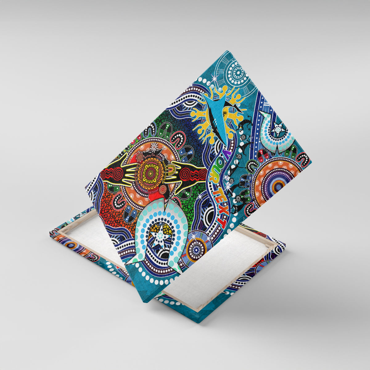 Personalised Sharks NAIDOC Week 2024 Canvas Wall Art Australia Aboriginal Dot Painting