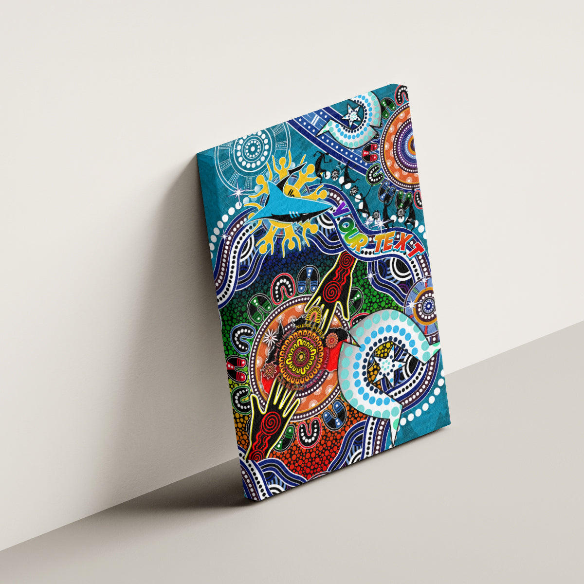 Personalised Sharks NAIDOC Week 2024 Canvas Wall Art Australia Aboriginal Dot Painting