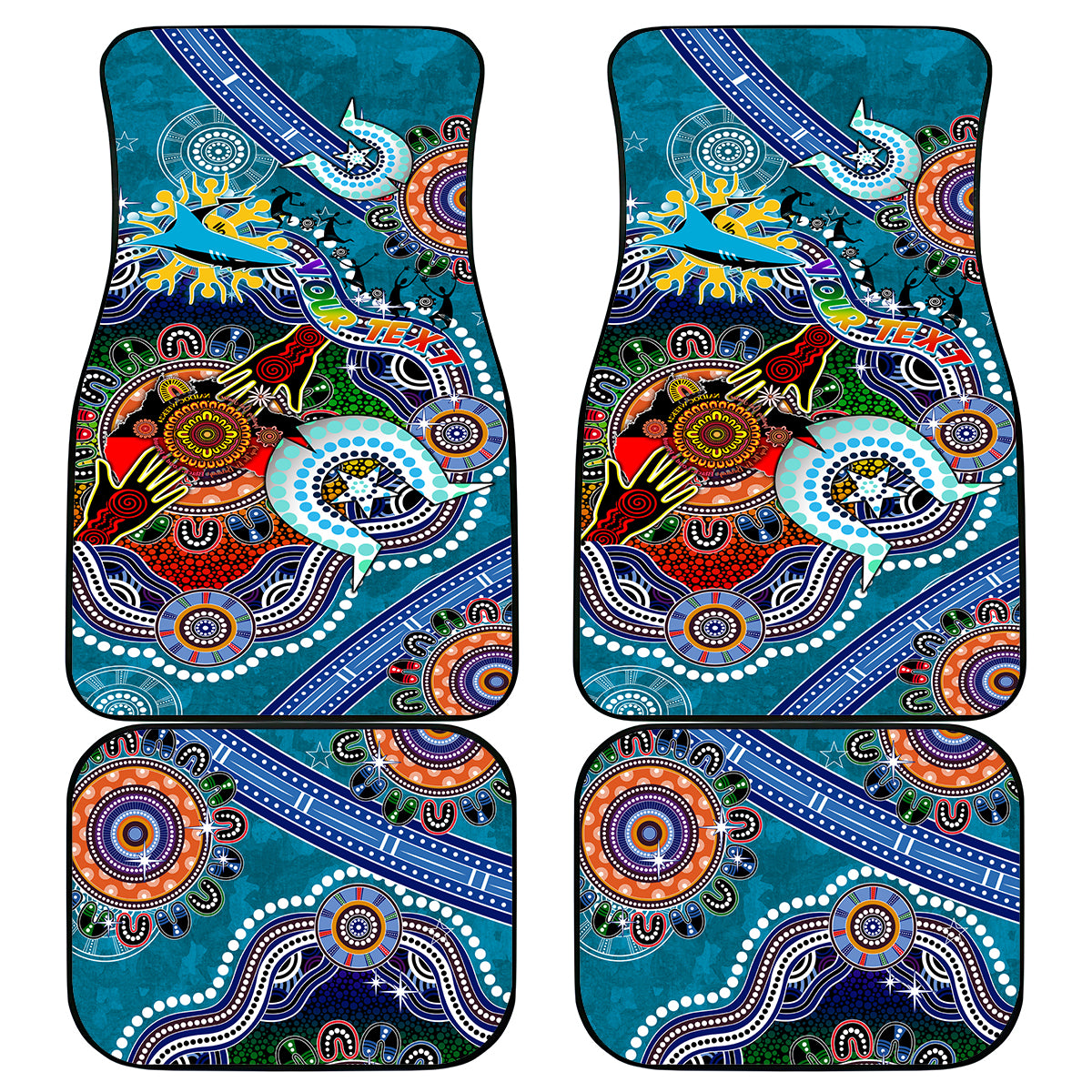 Personalised Sharks NAIDOC Week 2024 Car Mats Australia Aboriginal Dot Painting