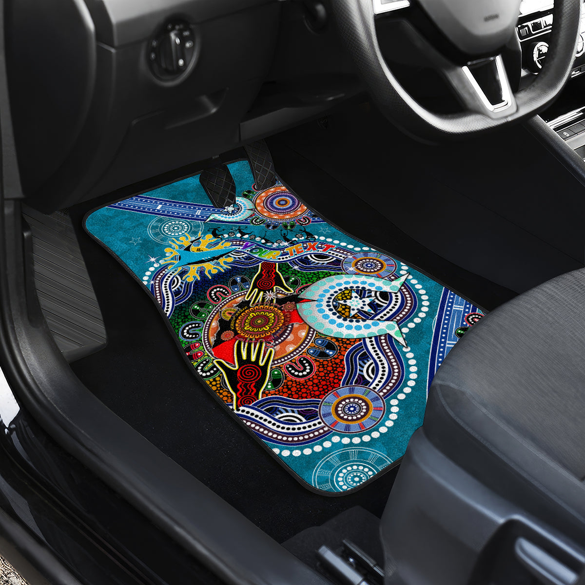 Personalised Sharks NAIDOC Week 2024 Car Mats Australia Aboriginal Dot Painting