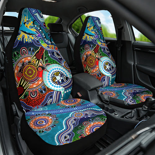 Personalised Sharks NAIDOC Week 2024 Car Seat Cover Australia Aboriginal Dot Painting