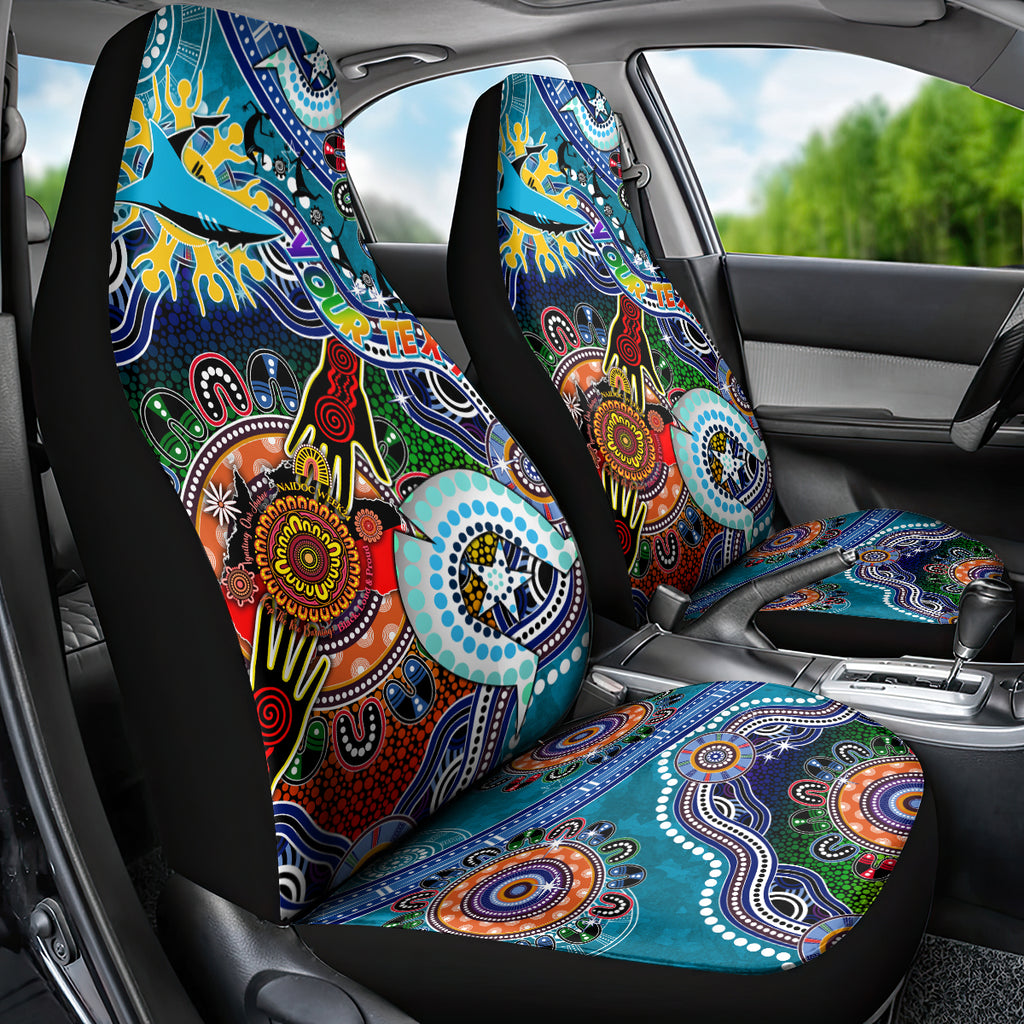 Personalised Sharks NAIDOC Week 2024 Car Seat Cover Australia Aboriginal Dot Painting