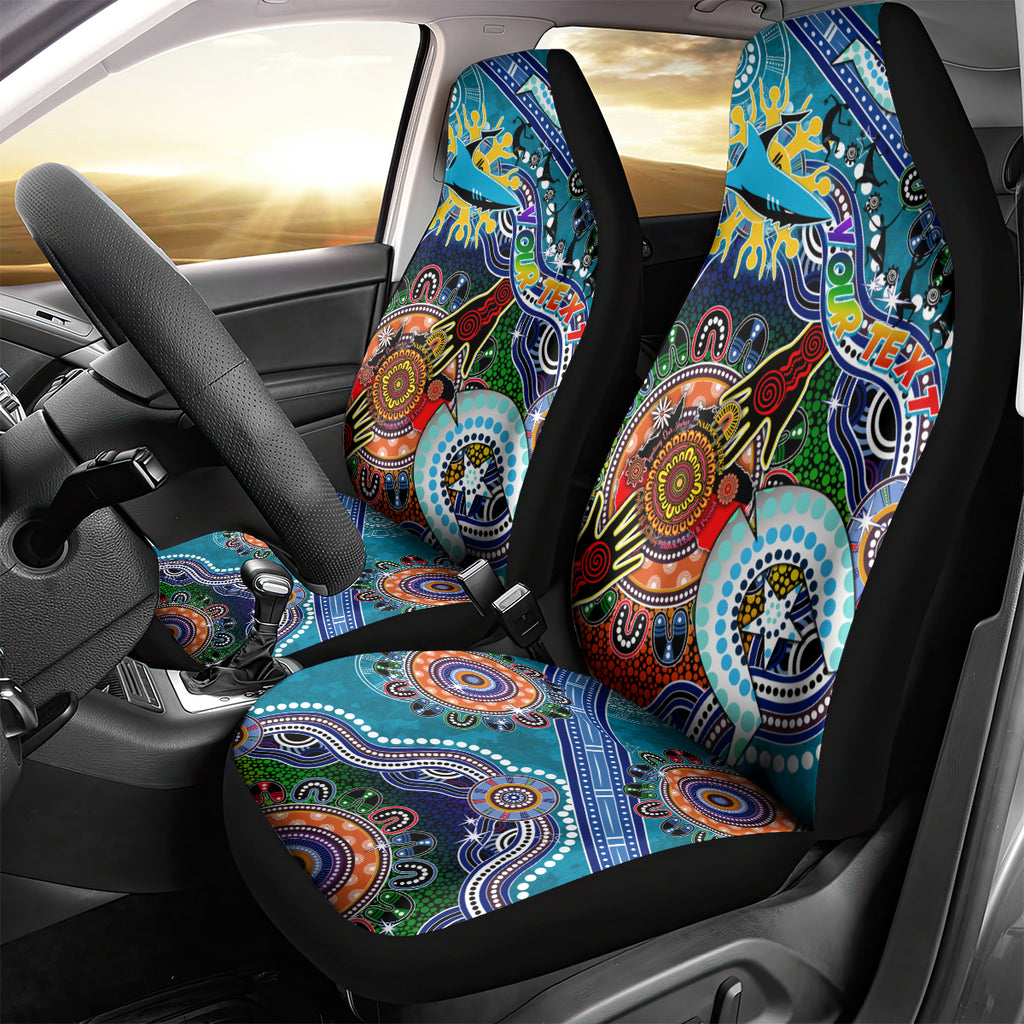Personalised Sharks NAIDOC Week 2024 Car Seat Cover Australia Aboriginal Dot Painting