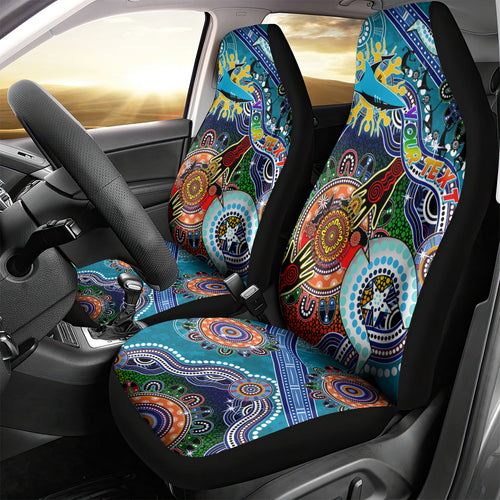 Personalised Sharks NAIDOC Week 2024 Car Seat Cover Australia Aboriginal Dot Painting
