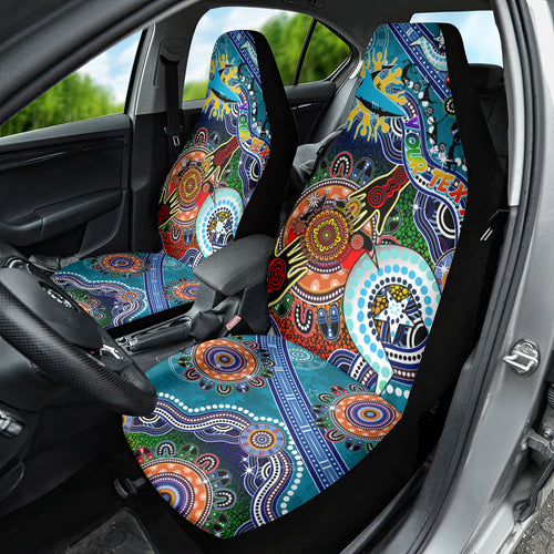 Personalised Sharks NAIDOC Week 2024 Car Seat Cover Australia Aboriginal Dot Painting