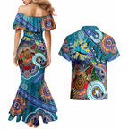 Personalised Sharks NAIDOC Week 2024 Couples Matching Mermaid Dress and Hawaiian Shirt Australia Aboriginal Dot Painting