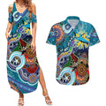 Personalised Sharks NAIDOC Week 2024 Couples Matching Summer Maxi Dress and Hawaiian Shirt Australia Aboriginal Dot Painting