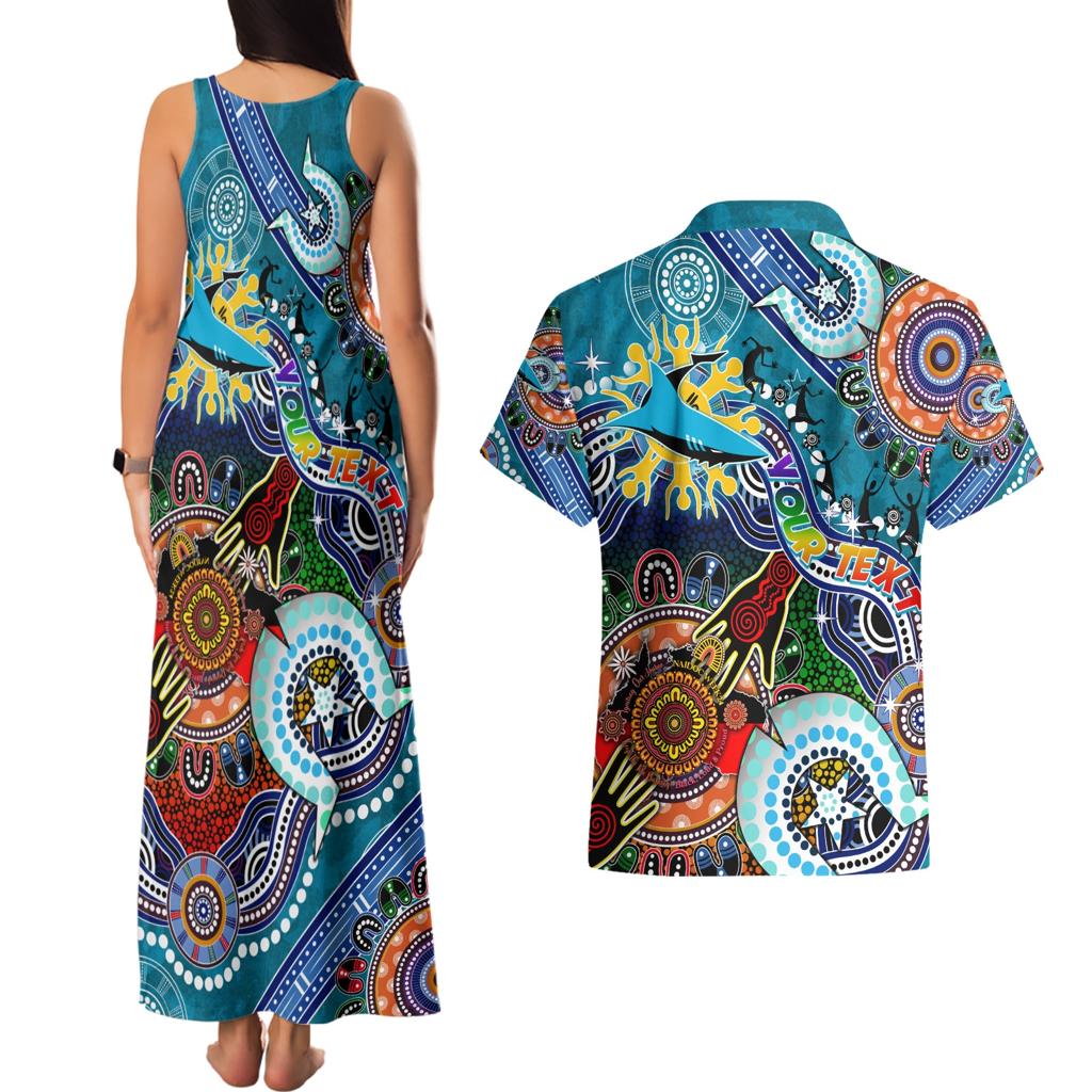 Personalised Sharks NAIDOC Week 2024 Couples Matching Tank Maxi Dress and Hawaiian Shirt Australia Aboriginal Dot Painting