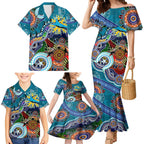 Personalised Sharks NAIDOC Week 2024 Family Matching Mermaid Dress and Hawaiian Shirt Australia Aboriginal Dot Painting