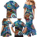 Personalised Sharks NAIDOC Week 2024 Family Matching Mermaid Dress and Hawaiian Shirt Australia Aboriginal Dot Painting