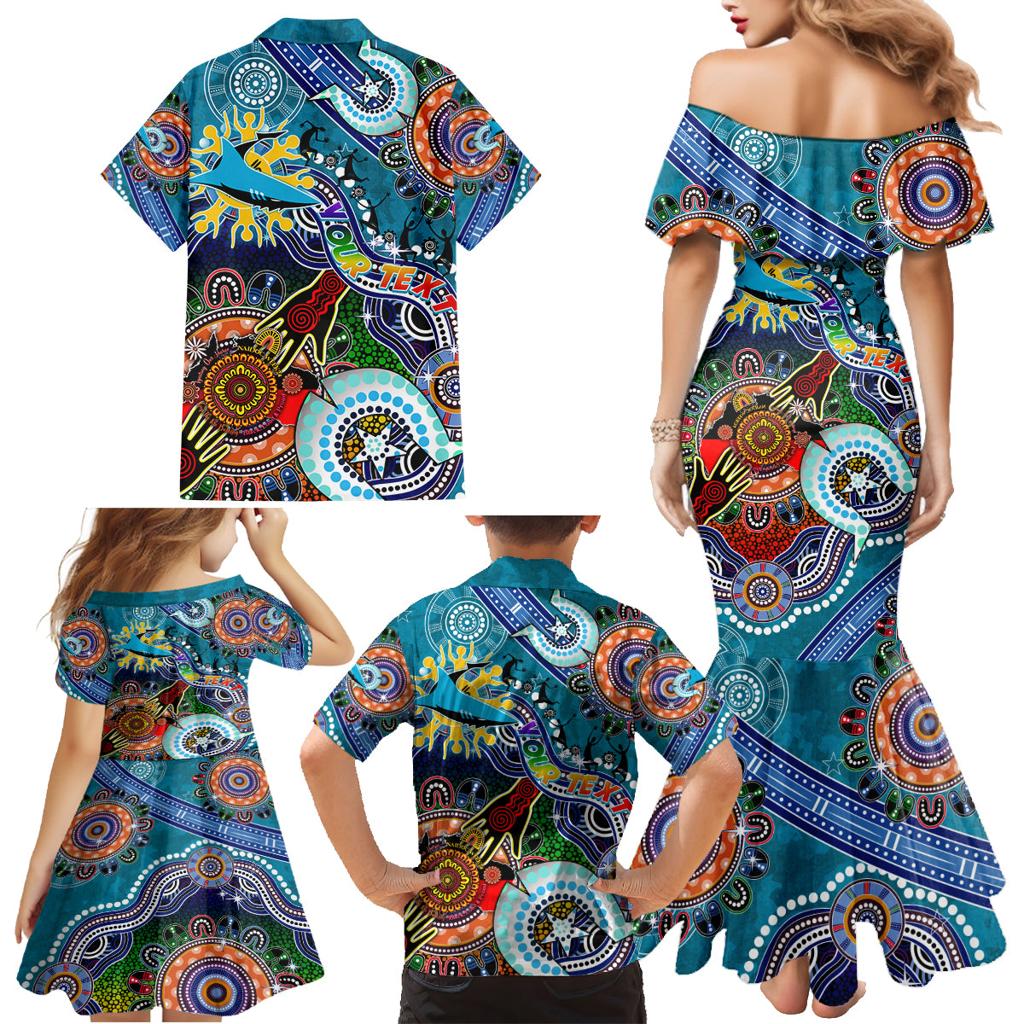 Personalised Sharks NAIDOC Week 2024 Family Matching Mermaid Dress and Hawaiian Shirt Australia Aboriginal Dot Painting
