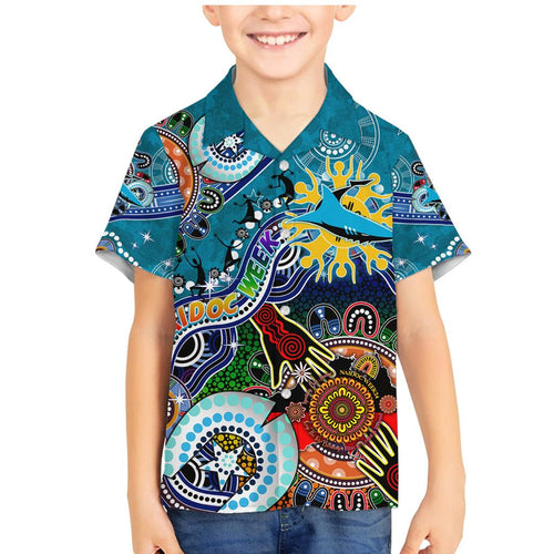 Personalised Sharks NAIDOC Week 2024 Family Matching Mermaid Dress and Hawaiian Shirt Australia Aboriginal Dot Painting