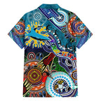 Personalised Sharks NAIDOC Week 2024 Family Matching Off Shoulder Maxi Dress and Hawaiian Shirt Australia Aboriginal Dot Painting