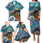 Personalised Sharks NAIDOC Week 2024 Family Matching Puletasi and Hawaiian Shirt Australia Aboriginal Dot Painting