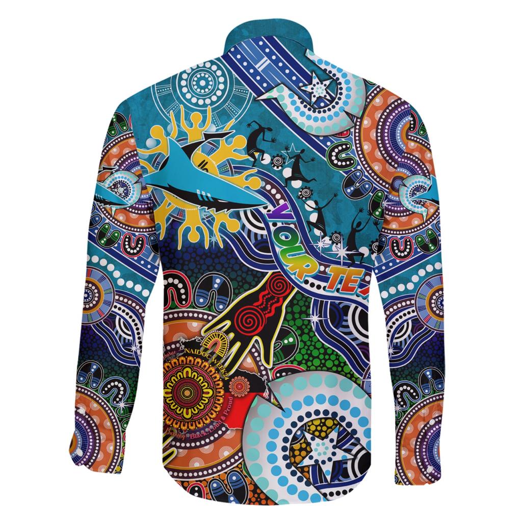 Personalised Sharks NAIDOC Week 2024 Family Matching Short Sleeve Bodycon Dress and Hawaiian Shirt Australia Aboriginal Dot Painting