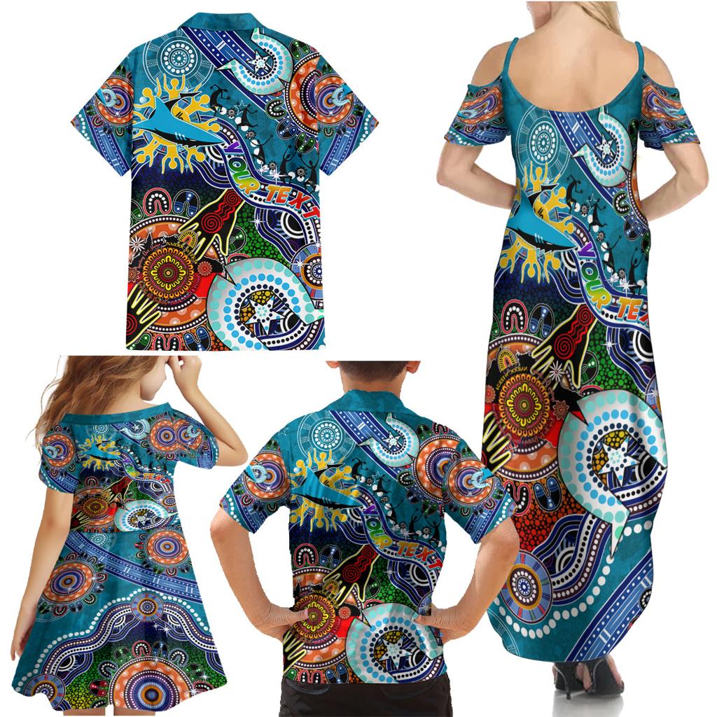 Personalised Sharks NAIDOC Week 2024 Family Matching Summer Maxi Dress and Hawaiian Shirt Australia Aboriginal Dot Painting