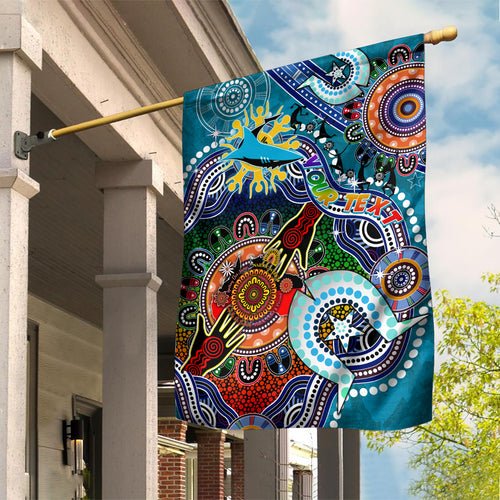 Personalised Sharks NAIDOC Week 2024 Garden Flag Australia Aboriginal Dot Painting