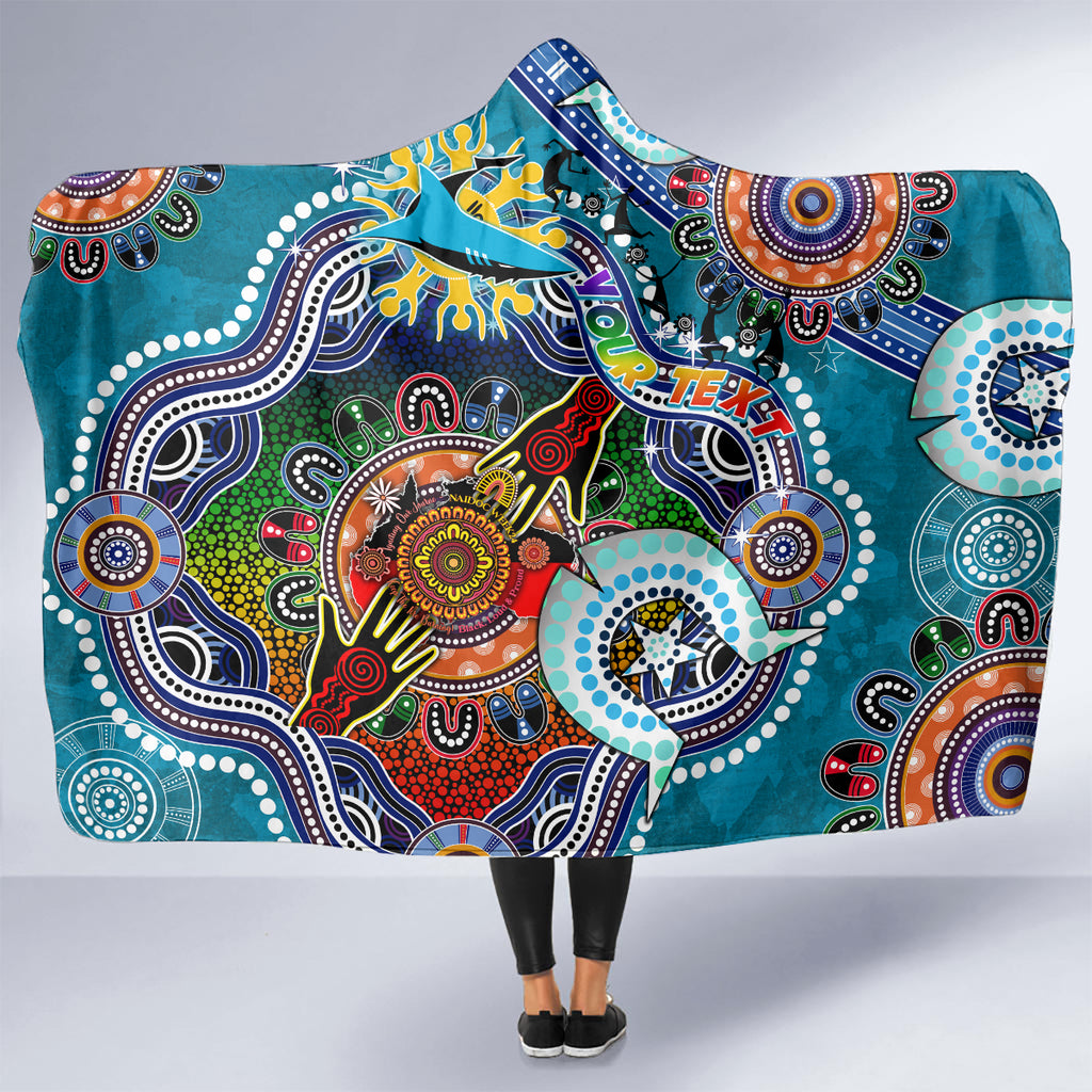 Personalised Sharks NAIDOC Week 2024 Hooded Blanket Australia Aboriginal Dot Painting