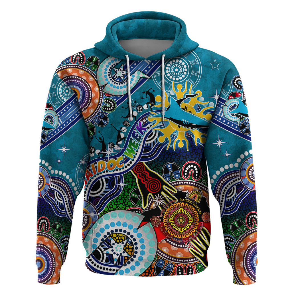 Personalised Sharks NAIDOC Week 2024 Hoodie Australia Aboriginal Dot Painting