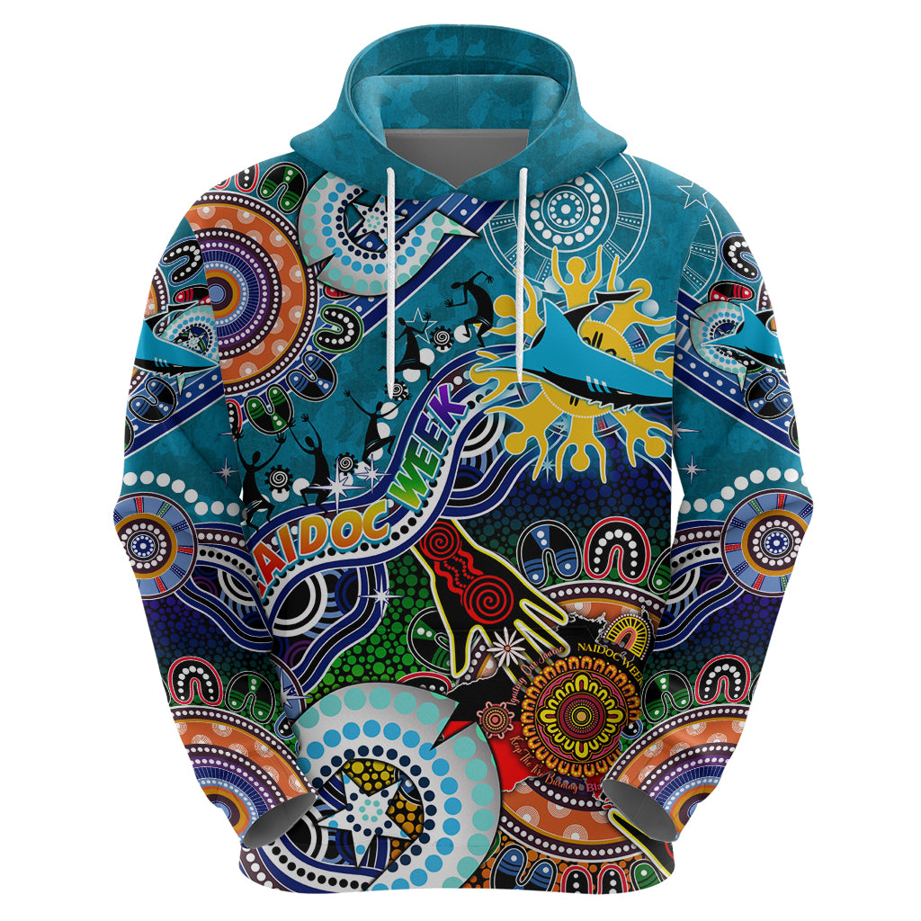 Personalised Sharks NAIDOC Week 2024 Hoodie Australia Aboriginal Dot Painting