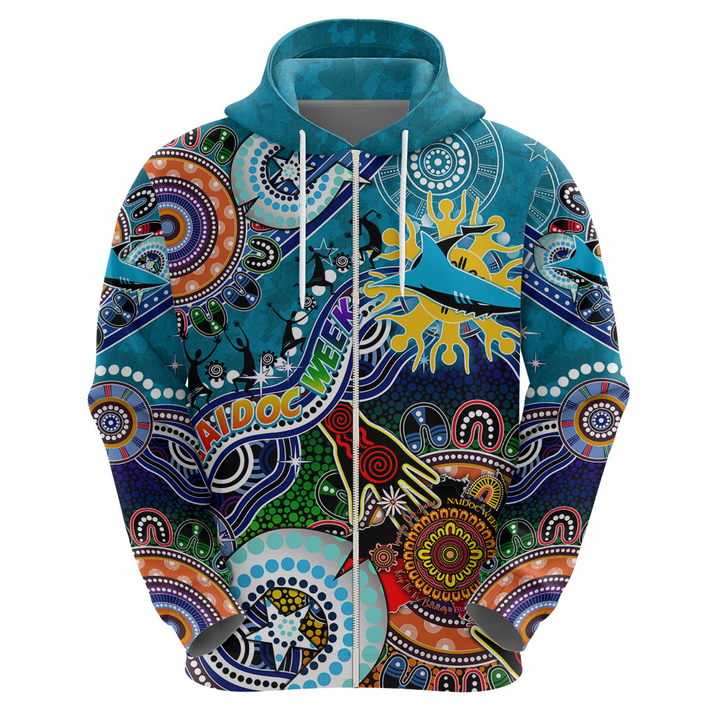 Personalised Sharks NAIDOC Week 2024 Hoodie Australia Aboriginal Dot Painting