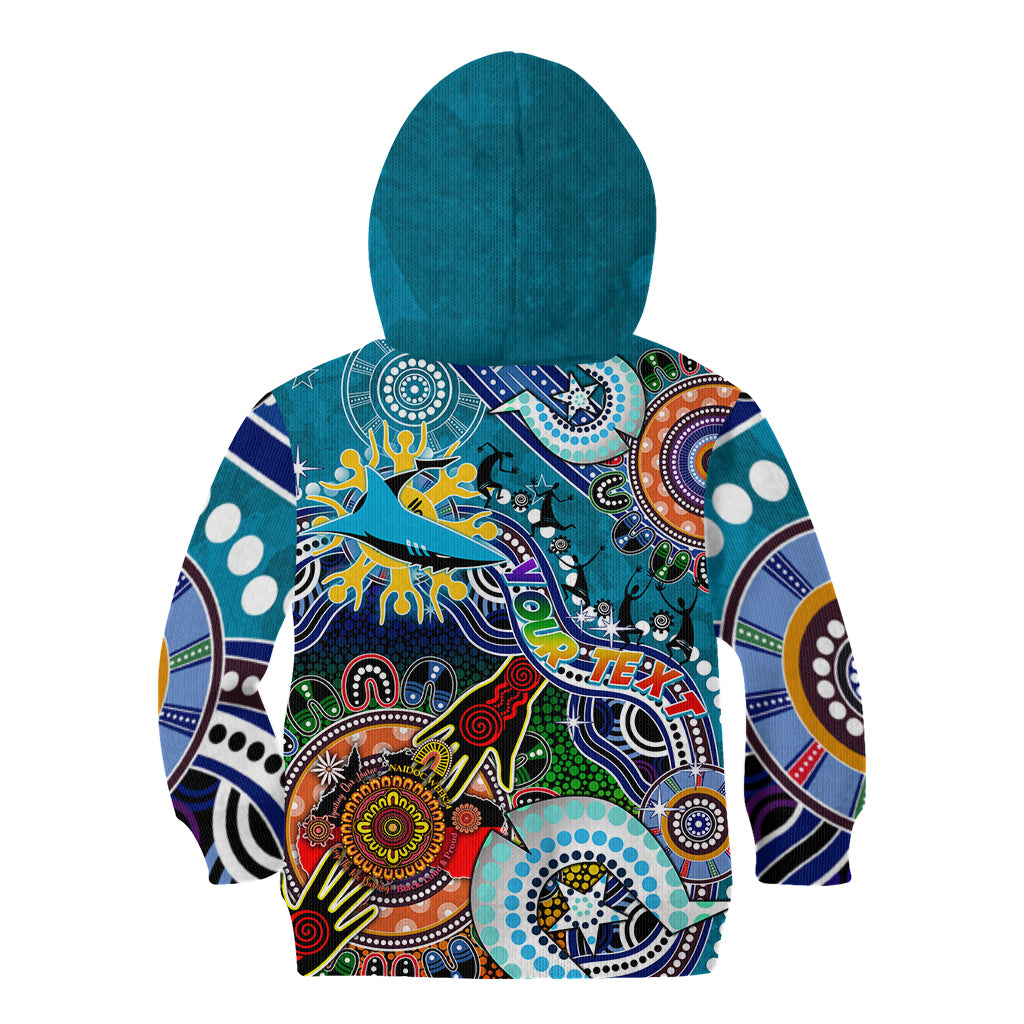 Personalised Sharks NAIDOC Week 2024 Kid Hoodie Australia Aboriginal Dot Painting