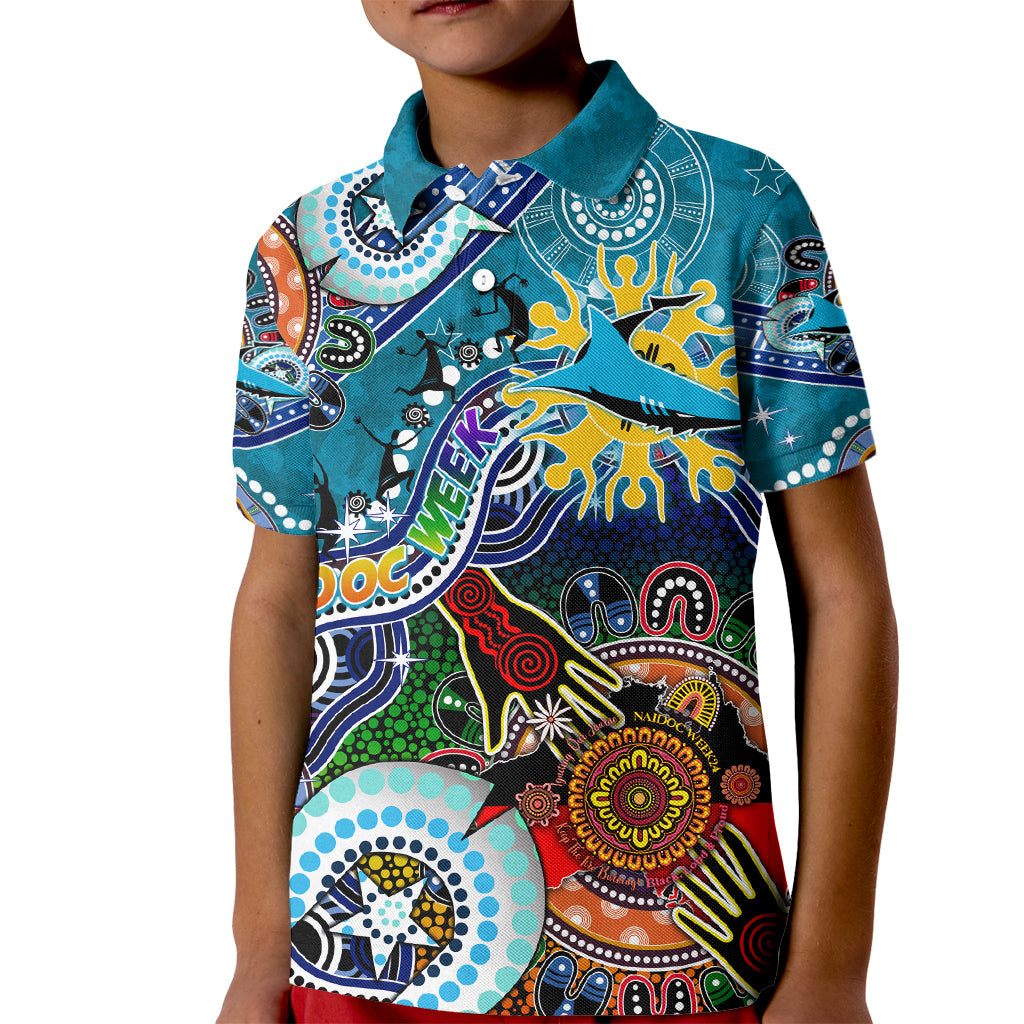 Personalised Sharks NAIDOC Week 2024 Kid Polo Shirt Australia Aboriginal Dot Painting